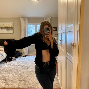 Black button up with flared sleeves